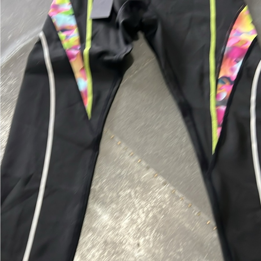 Black Leggings with Colorful Accents
